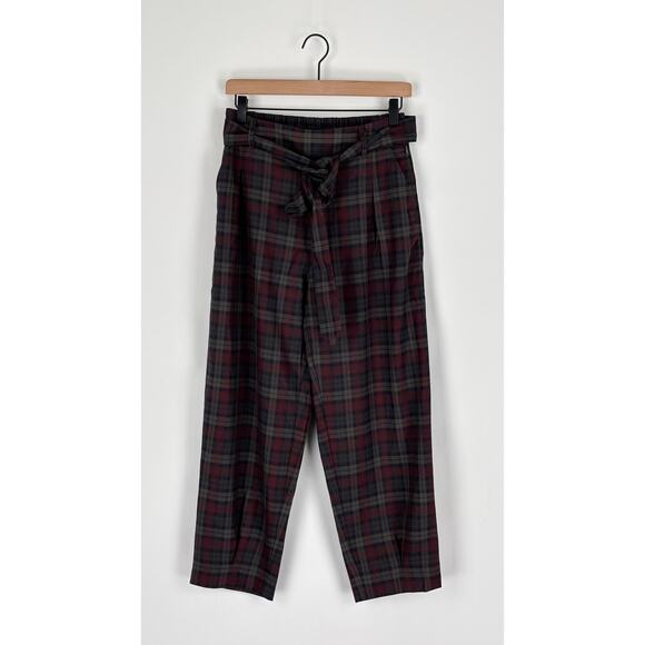 Disturbia Kalma Check Tie Belt Tapered Trouser Pant Womens Size 6 New Plaid - Picture 4 of 10